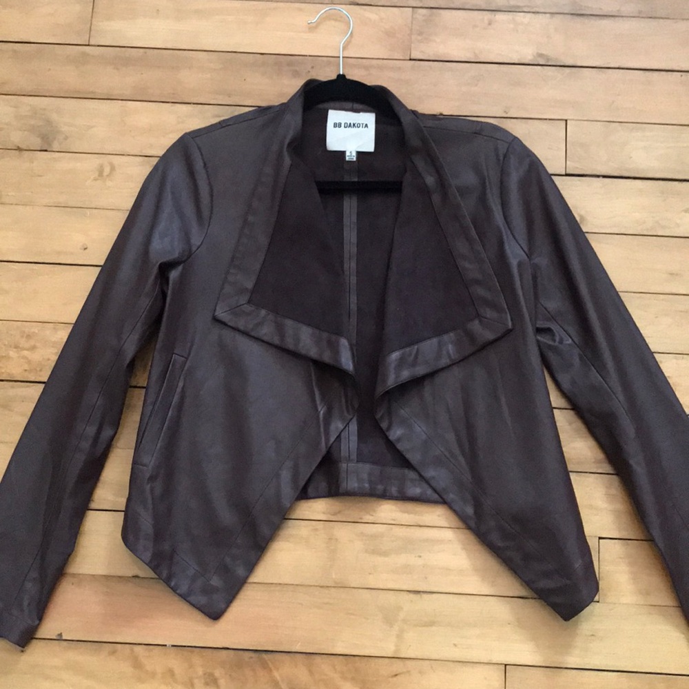'Peppin' Drape Front Faux Leather Jacket